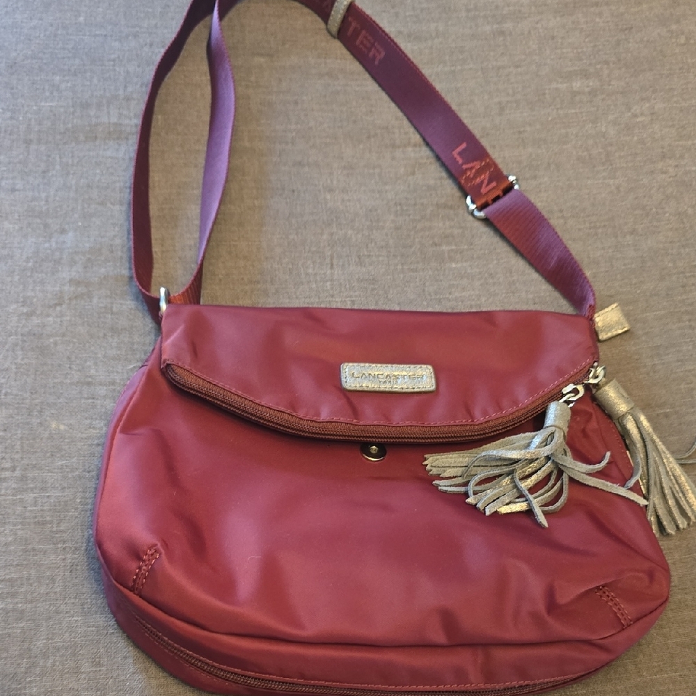 Lancaster Paris Burgundy Crossbody Bag with Tassels